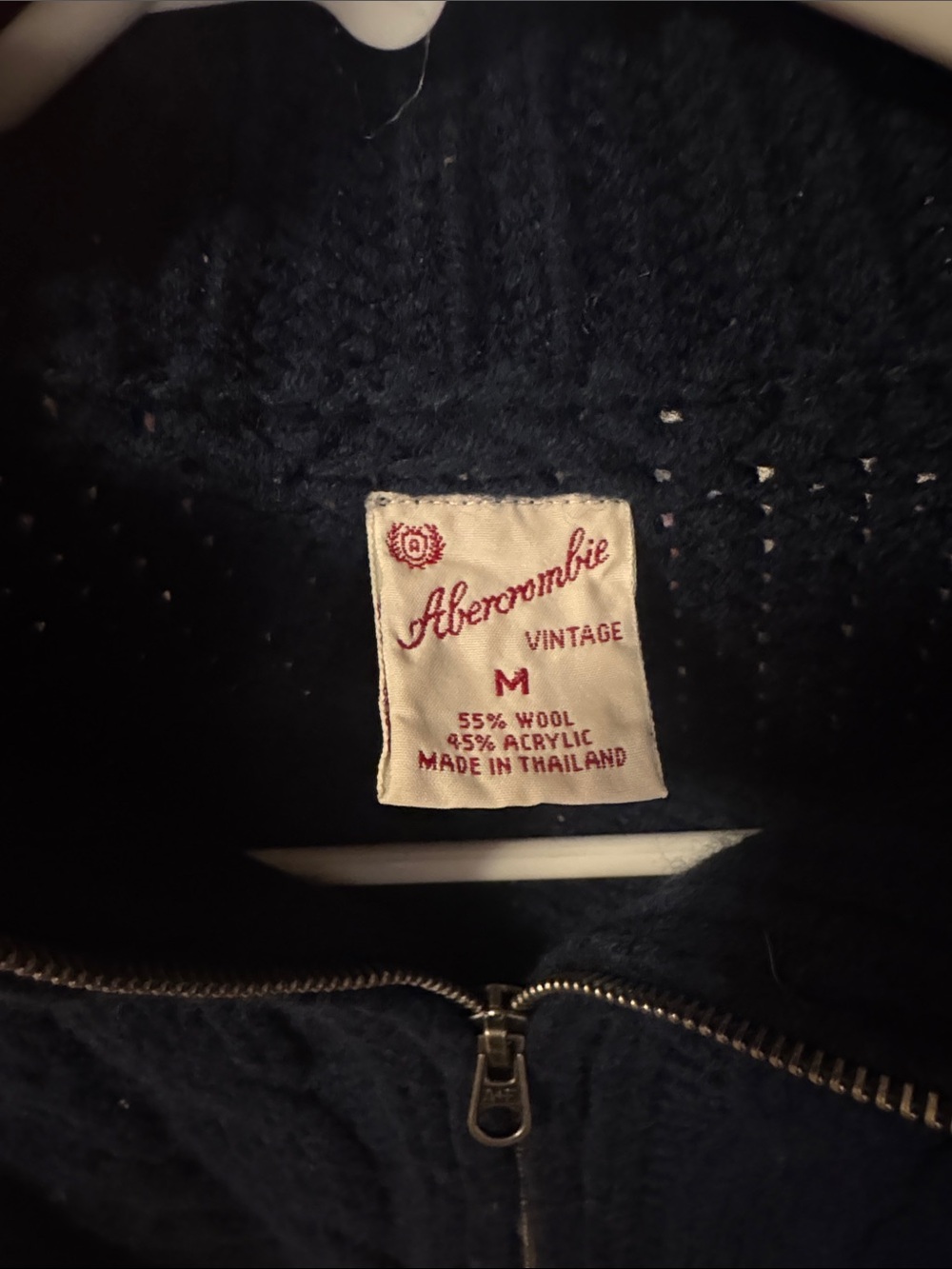 Y2K Abercrombie & Fitch dark blue Cable-Knit Full-Zip Cardigan - Picture 2 of 2